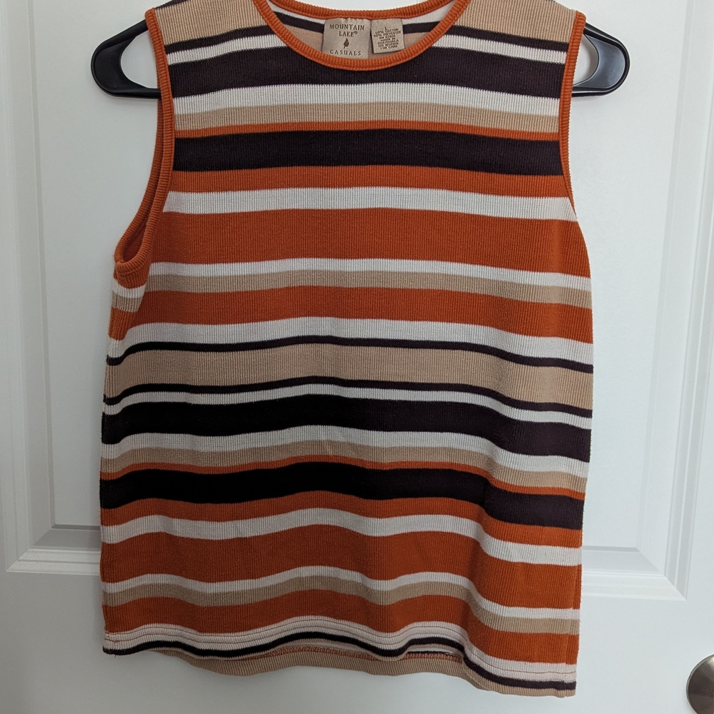 Vintage Striped Tank Top - Orange